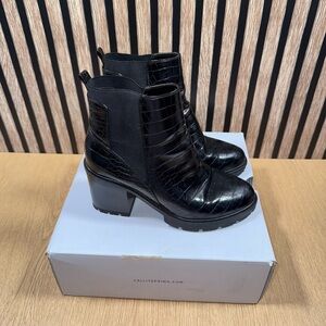 Call It Spring Black Chunky Heel Ankle Boots